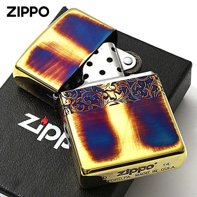 Zippo ジッポー アラベスク 唐草 ライン 金イブシ Classic Arabesque