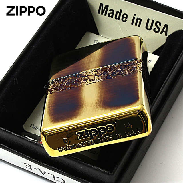 Zippo ジッポー アラベスク 唐草 ライン 金イブシ Classic Arabesque