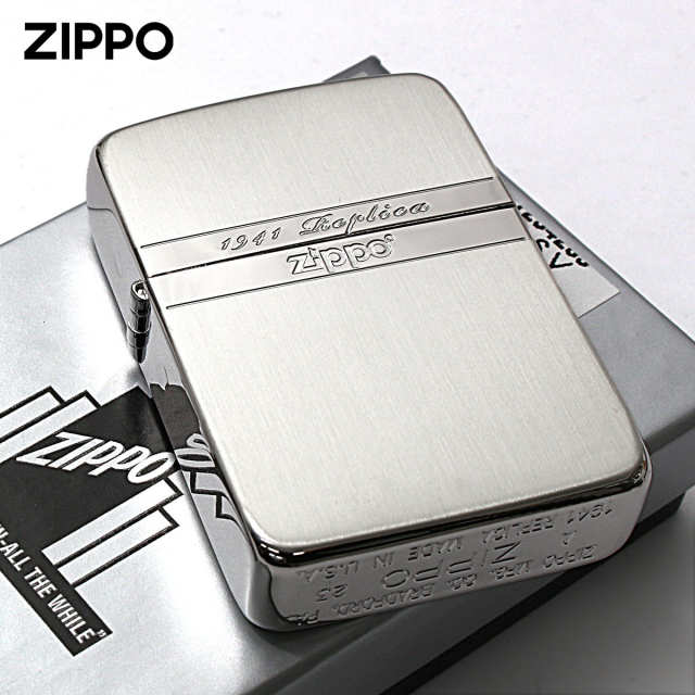 Zippo ジッポー 1941レプリカ ミラーライン 銀メッキ サテーナ SV