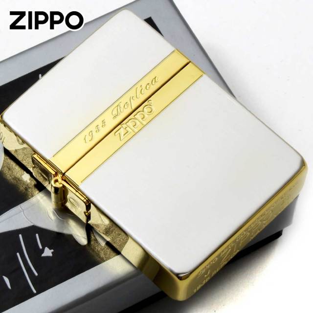 【即納！最大半額！】 Zippo 金銀コンビメッキ ミラーライン 1935レプリカ ジッポー コレクション
