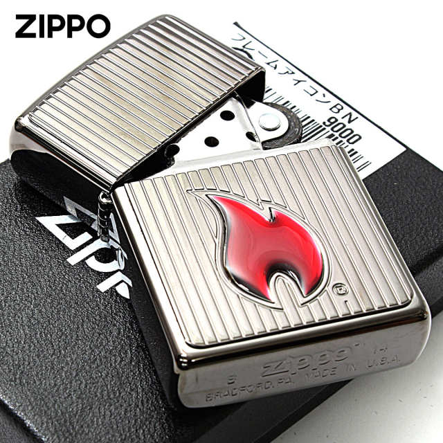Zippo ジッポー 炎 フレームアイコン ブラックニッケル エポキシ盛り