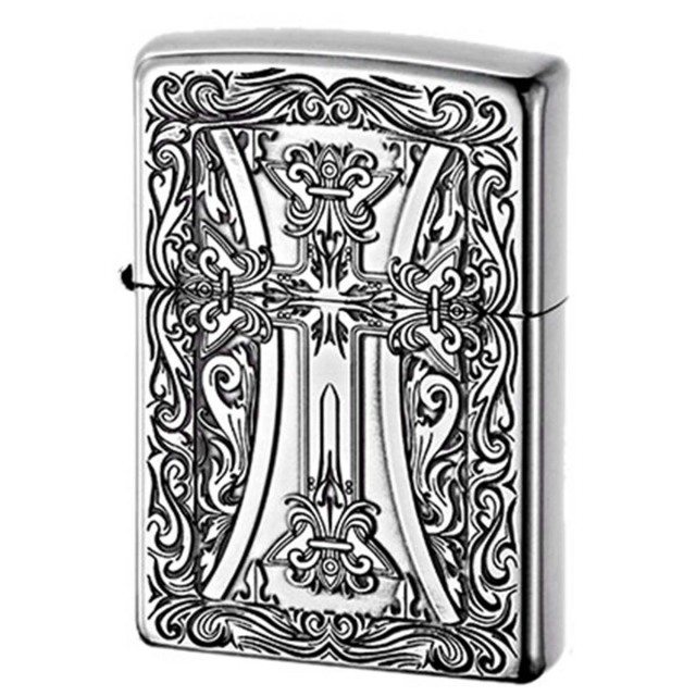Zippo ジッポー クロス 十字架 Cross アラベスク 唐草 クラッシック クロス シルバー古美 Classic Cross A メール便可