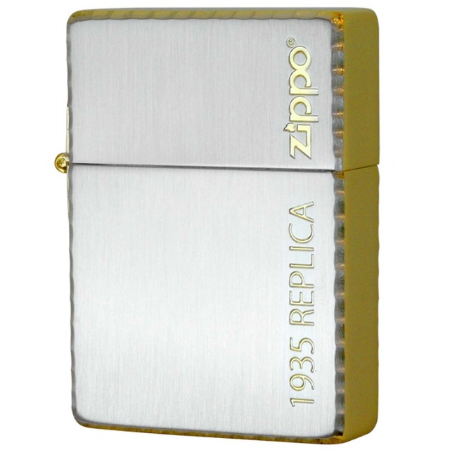 Zippo ジッポー 1935レプリカ シンプル ジッポ ロゴ コーナーリューター加工 金銀コンビメッキ サテーナ Simple Logo SG