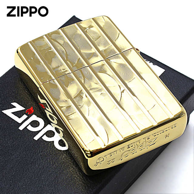 Zippo ジッポー アーマー ウェーブカット 両面加工 彫刻 金メッキ