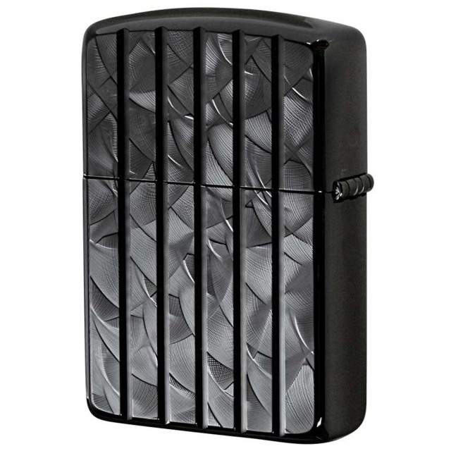 Zippo ジッポー アーマー ウェーブカット 両面加工 彫刻 ブラック