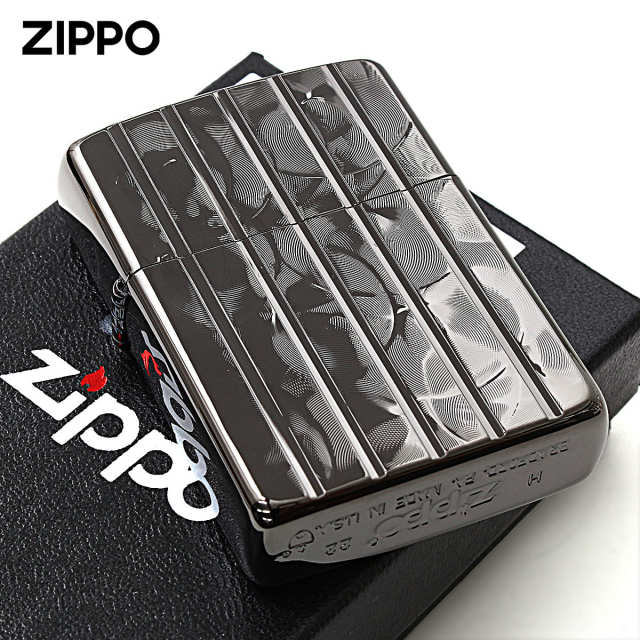 Zippo ジッポー アーマー ウェーブカット 両面加工 彫刻 ブラック