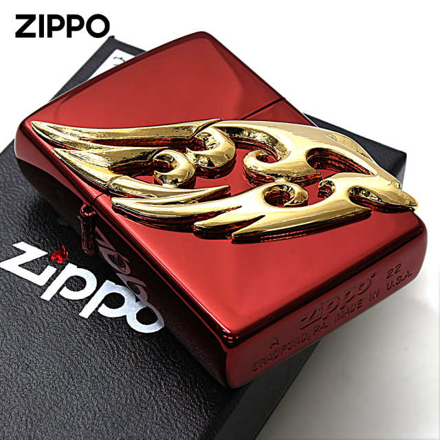 Zippo ジッポー ウイング 羽 メタル 3面連続メタル レッドイオン