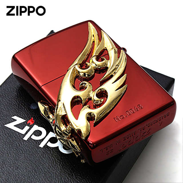 Zippo ジッポー ウイング 羽 メタル 3面連続メタル レッドイオン