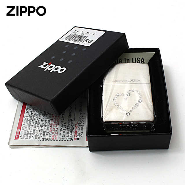 Zippo ジッポー アメージングハート スワロフスキー 銀メッキ Amazing