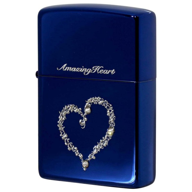 Zippo ジッポー アメージングハート スワロフスキー ブルー Amazing Heart BL メール便可