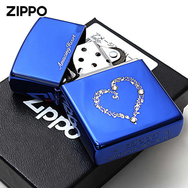Zippo ジッポー アメージングハート スワロフスキー ブルー Amazing