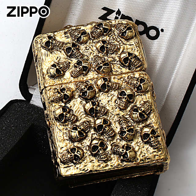 Zippo ジッポー スカル ドクロ 骸骨 スカルジャケット 金イブシ Skull