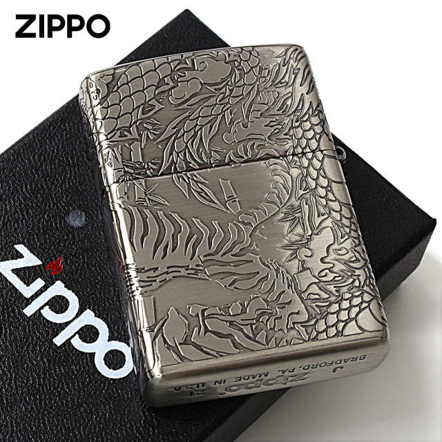 Zippo ジッポー 龍虎 ドラゴン タイガー 4面連続デザイン ニッケル