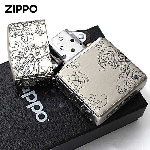 Zippo ジッポー 龍虎 ドラゴン タイガー 4面連続デザイン ニッケル