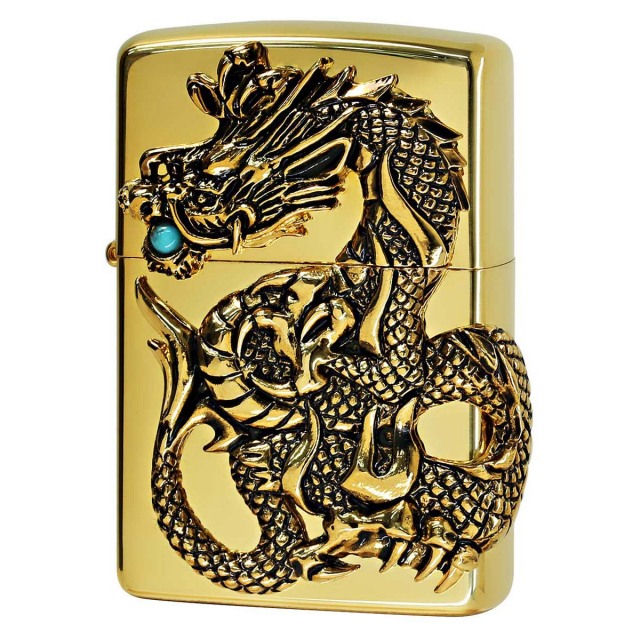 Zippo ジッポー 限定100個 ドラゴンメタル ターコイズ 龍 天然石 ゴールド DRAGON METAL Turquoise シリアル番号 ゴールド