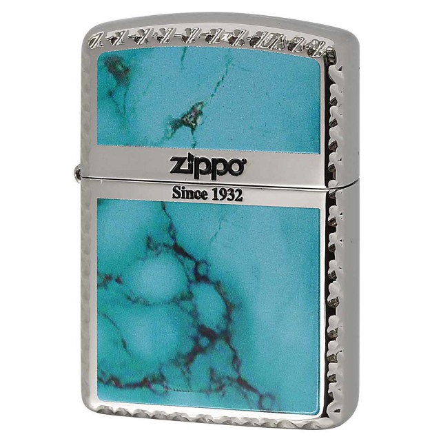 Zippo ジッポー アーマー 大理石調 マーブル柄 ターコイズ クロスコーナカット 両面加工 Cross Cut Series TBL