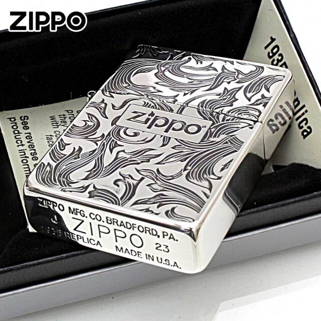 Zippo 1935 Replica ターコイズ付き　手彫り　唐草 ZIPPO ライター 限定 1935 復刻レプリカ ジッポー ターコイズ