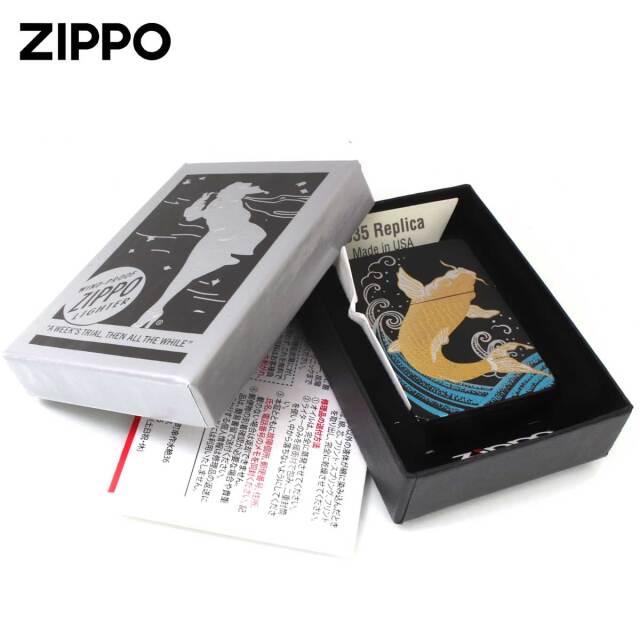1865年スチール彫刻版画◆仏製ファッション画『ヒッポライト・ポーケ』PL.70 Zippo ジッポー 1935レプリカ 蒔絵 伝統工芸 ゴールドタンク 鯉｜Zippo