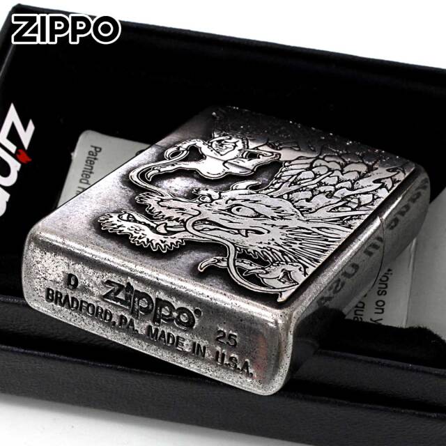 Zippo ジッポー 龍虎 タイガー ドラゴン メタルプレート貼り Metal