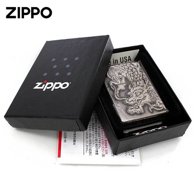 Zippo ジッポー 龍虎 タイガー ドラゴン メタルプレート貼り Metal