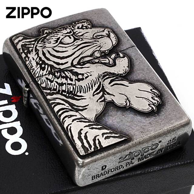 Zippo ジッポー 龍虎 タイガー ドラゴン メタルプレート貼り Metal