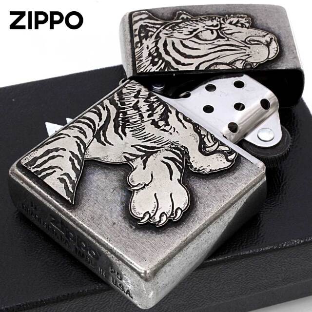 Zippo ジッポー 龍虎 タイガー ドラゴン メタルプレート貼り Metal