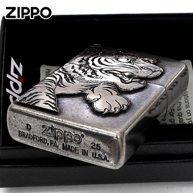 Zippo ジッポー 龍虎 タイガー ドラゴン メタルプレート貼り Metal