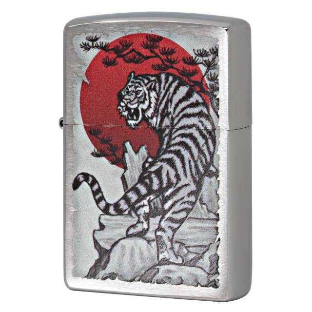 Zippo ジッポー タイガー 虎 アジア風 日本 Asian Tiger ブラッシュドクローム 29889 メール便可