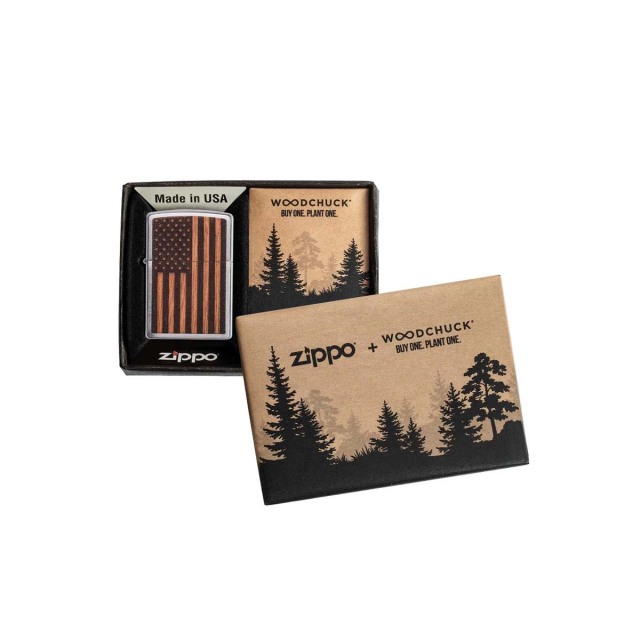 Zippo ジッポー ウッド 木 アメリカ国旗 両面パネル貼り Woodchuck BUY
