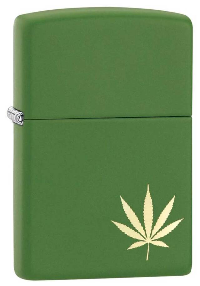 Zippo ジッポー マリファナ リーフ 葉 Counter Culture Marijuana Leaf On The Side グリーンマット 29588 メール便可