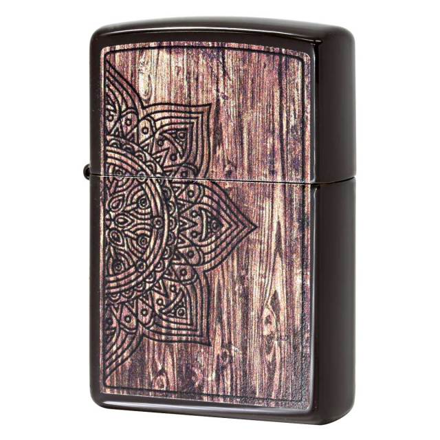 Zippo ジッポー まんだら 曼荼羅 ウッド風 Wood Mandala ブラウンコーティング 49184 メール便可