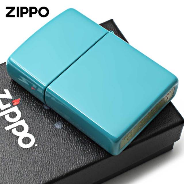 Zippoライター ターコイズ装飾付 Zippo ジッポー ターコイズ ジッポ ロゴ Flat Turquoise 塗装
