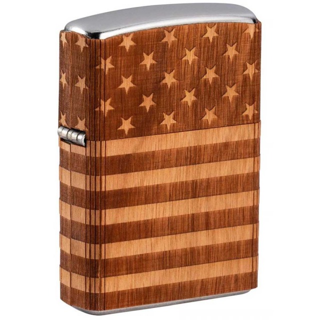 Zippo ジッポー ウッド 木 アメリカ国旗 WOODCHUCK USA American Flag Wrap ストリートクローム 49332