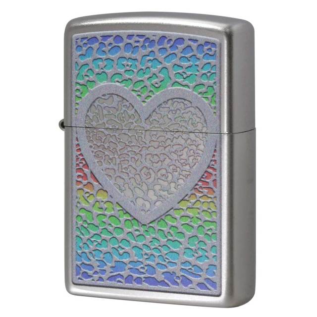 Zippo ジッポー ハート 立体 カラフル 3D-looking Heart サテンクローム 49780 メール便可
