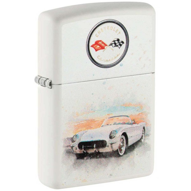 Zippo ジッポー シボレー コルベット ゼネラルモーターズ アメリカ 自動車 Chevrolet ホワイトマット 48406 メール便可