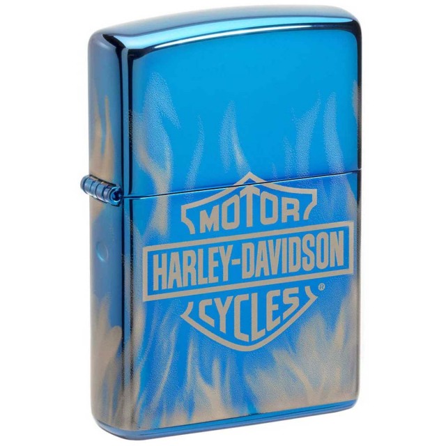Zippo ジッポー ハーレーダビッドソン アメリカモデル バイク 二輪 モーターサイクル  Harley Davidson 360度連続加工 ロゴデザイン サファイア 49469