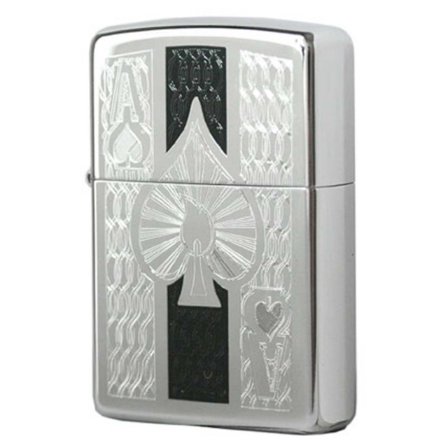 Zippo ジッポー トランプ柄 エース 彫刻 Zippo Ace 鏡面 ポリッシュ クローム 24196 メール便可