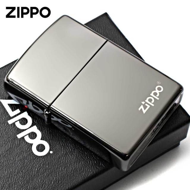 Zippo ジッポー 淡い黒 鏡面 ブラックアイス ジッポ ロゴ Black Ice