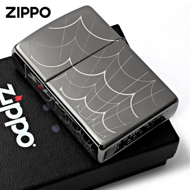 Zippo ジッポー 蜘蛛の巣 5面連続加工 Web All Over ブラックアイス