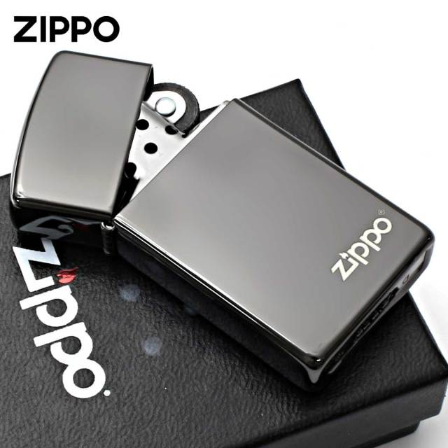 Zippo ジッポー スリム 無地 漆黒 ブラックエボニー ジッポ ロゴ SLIM