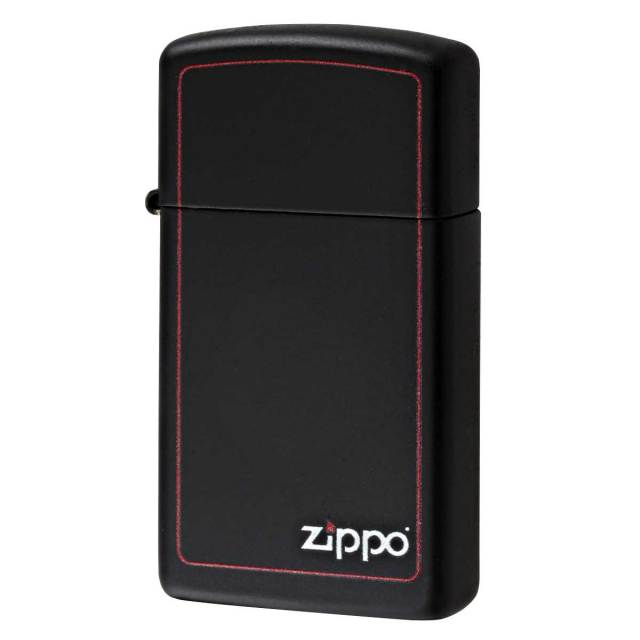 Zippo ジッポー スリム ブラック ボーダーライン ジッポ ロゴ SLIM Black Z-Boader ブラックマット 1618ZB メール便可