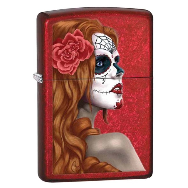 Zippo ジッポー 死者の日 Day of the Dead Girl キャンディーアップルレッド 28830 メール便可