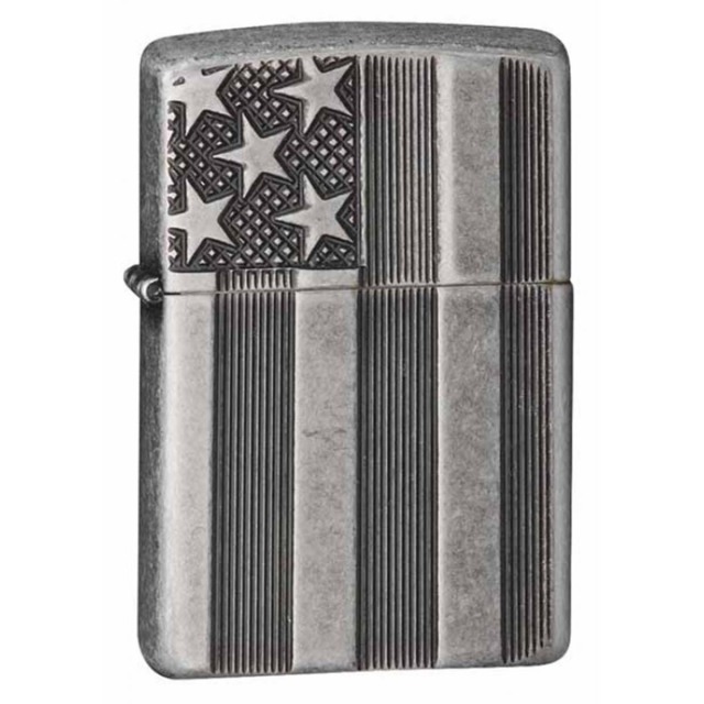 Zippo ジッポー アメリカ国旗 United States Flag アンティークシルバー 28974