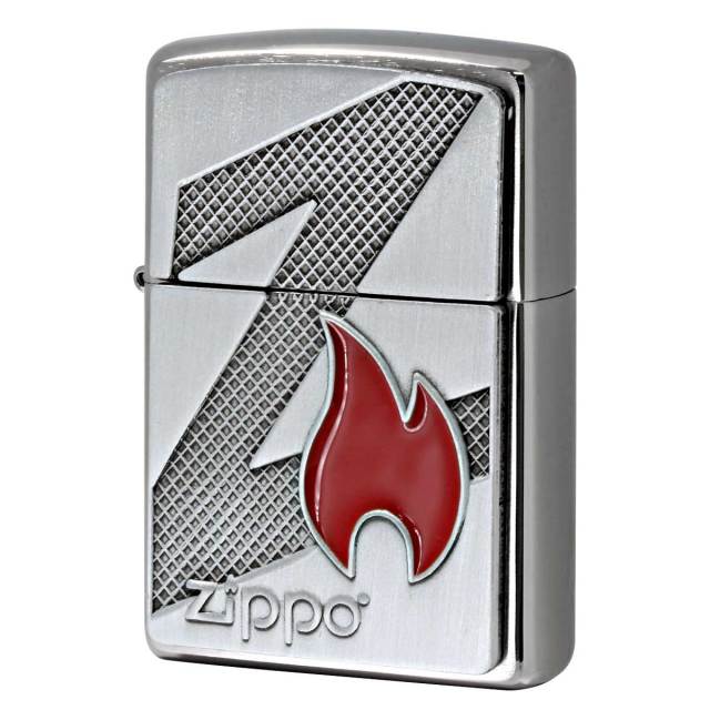 Zippo ジッポー 炎 アイコンフレーム ジッポ ロゴ Z Flame Emblem エンブレム貼り ブラッシュドクローム 29104 メール便可