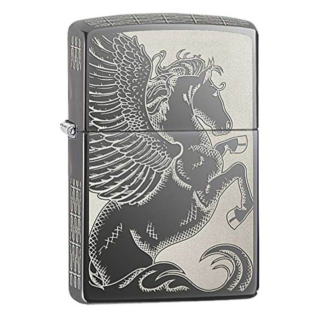 Zippo Armor™ Case 馬の彫刻付き Zippo Armor Case Hammertone Kamakura Carving Brass Oil