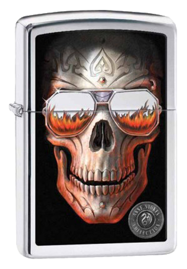 Zippo ジッポー アン ストークス スカル ドクロ 骸骨 Anne Stokes Skull with Sunglasses 鏡面 ポリッシュ クローム 29108 メール便可