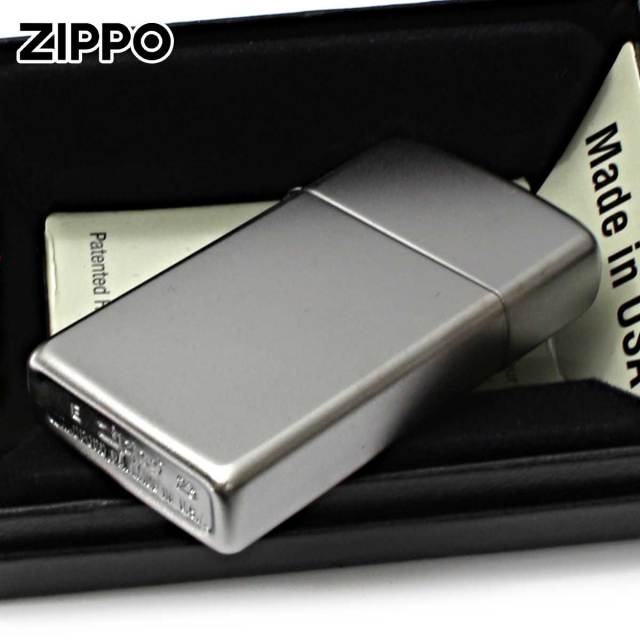 Zippo ジッポー スリム 無地 サテンクローム Satin Chrome Slim No