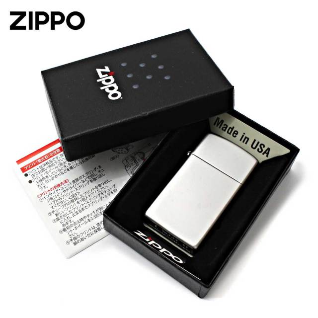 Zippo ジッポー スリム 無地 サテンクローム Satin Chrome Slim No