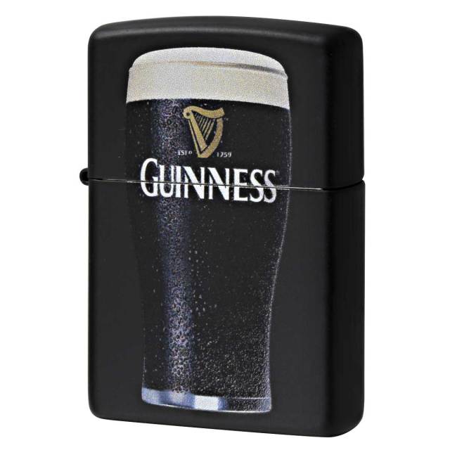 Zippo ジッポー ギネスビール 酒 ロゴ グラス Guiness Beer Pint Glass ブラックマット 29649 メール便可
