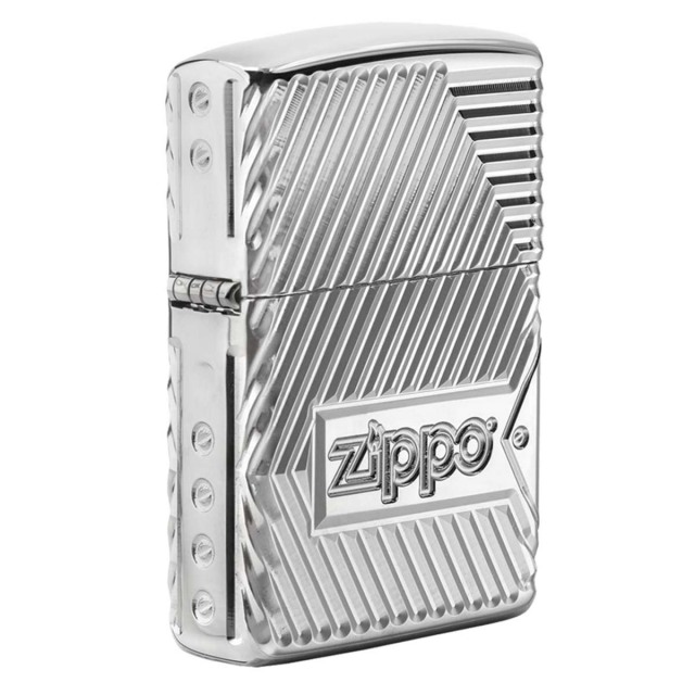 Zippo ジッポー アーマー 360度 彫刻 炎 アイコンフレーム ARMOR BOLTS DESIGN Armor 360°Multi Cut Engraving 鏡面 ポリッシュ クローム 29672